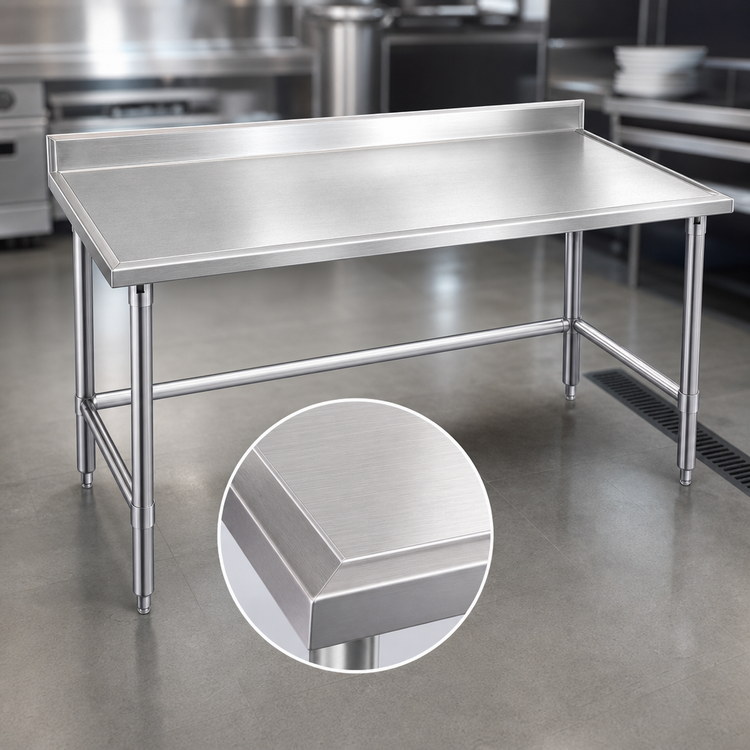 Product image #3 for Spec-Master Marine Series 144-Inch x 24-Inch 14-Gauge Stainless Steel Work Table with 4-1/2-Inch Backsplash