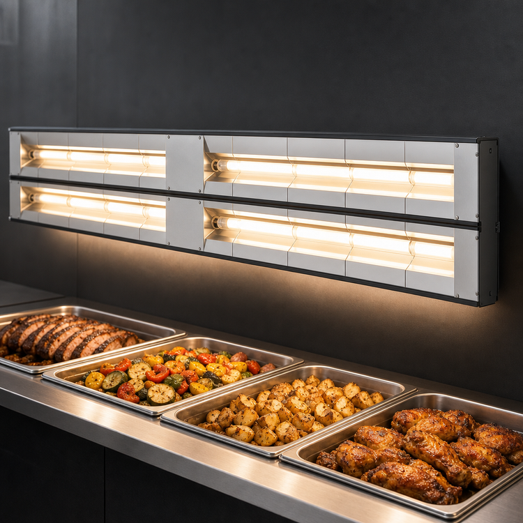 Product image #3 for Hatco Glo-Ray Lighted Dual Infrared Strip Heater, 144 Inch Wide, Aluminum, 6 Inch Spacer