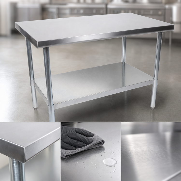 Product image #3 for John Boos Stallion Economy Stainless Steel Flat Top Work Table with Undershelf, 60 x 30 Inches