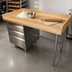 Thumbnail image #3 for Advance Tabco 96-Inch Wood Top Bakers' Work Table with Left 3-Drawer Bank, 4-Inch Splashes, and Galvanized Base