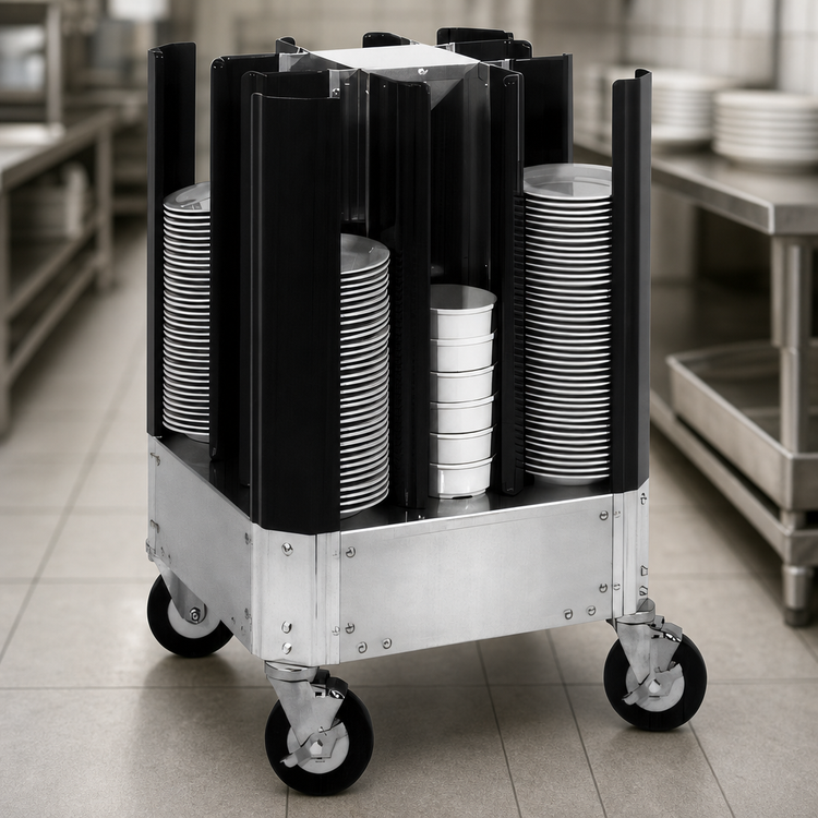 Product image #3 for Cres Cor Aluminum Poker Chip Style Dish Dolly, Non-Adjustable, 8 Columns, 7-1/8-Inch Max Dish Size
