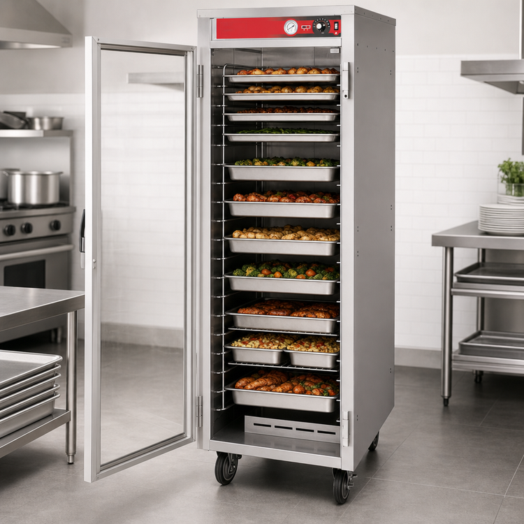 Product image #3 for Vulcan Mobile Non-Insulated Heated Holding Cabinet, 18 Sheet Pan / 36 Steam Table Pan Capacity, Glass Door