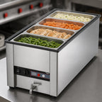 Thumbnail image #3 for Vollrath Cayenne® 72056 Countertop 4-Pan 1/3-Size Wet Rethermalizer with Drain, Stainless Steel, Thermostatic Controls