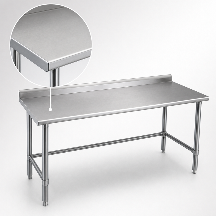 Product image #3 for Eagle Spec-Master 120-Inch x 24-Inch Stainless Steel Work Table with Rear Upturn and Open Tubular Base