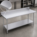 Thumbnail image #3 for Duke Manufacturing 314S-24108-5R 108 x 24 x 36 in Stainless Steel Work Table with 5 in Riser, 14-Gauge 300 Series Top and Undershelf
