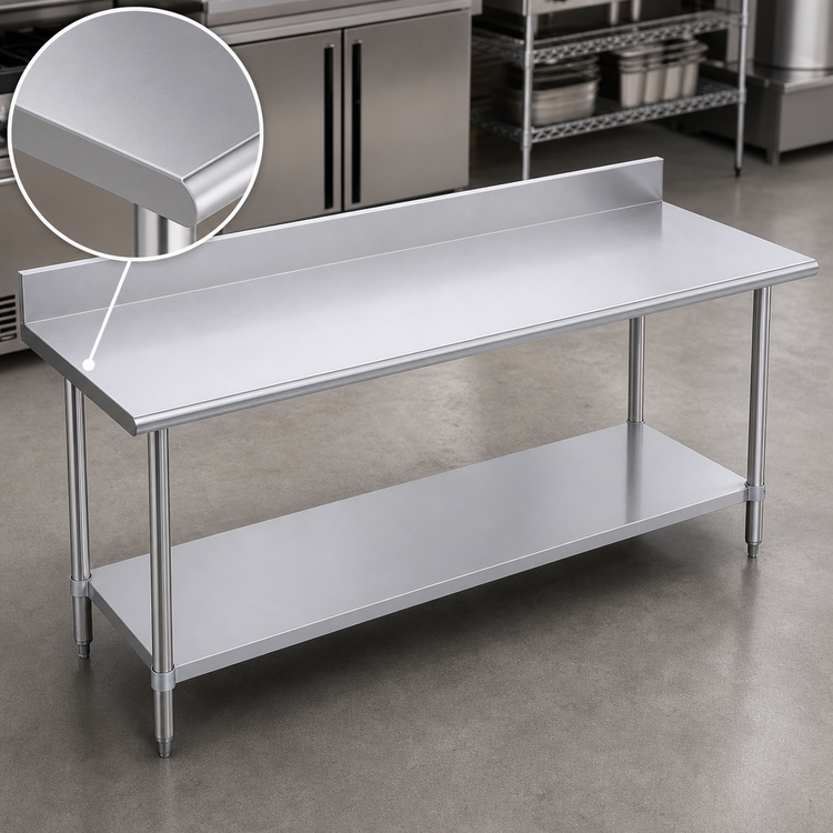 Product image #3 for Duke 108-Inch x 24-Inch Stainless Steel Work Table with 5-Inch Riser and Stainless Undershelf