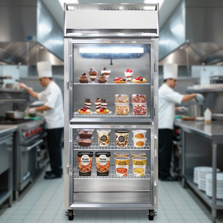 Product image #2 for Continental Refrigerator 1FXSNSSGDHD One-Section Extra-Wide Shallow Depth Display Freezer with Half Hinged Glass Doors