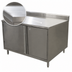 Thumbnail image #3 for BK Resources 60-Inch x 36-Inch Stainless Steel Cabinet Base Work Table with Hinged Doors, Lock, and 5-Inch Backsplash