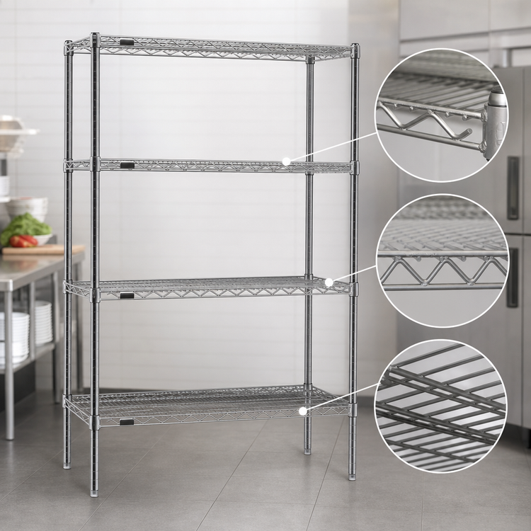 Product image #3 for Eagle Valu-Master Red-i-Pak 4-Tier Stationary Wire Shelving Unit, 36W x 24D x 74H, Pewter Gray Epoxy Finish