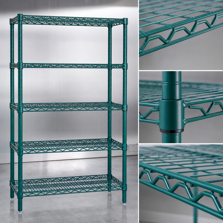 Product image #3 for Eagle Group Valu-Gard 5-Tier Stationary Wire Shelving Starter Unit, 30 x 24 x 86 Inches, Green Epoxy