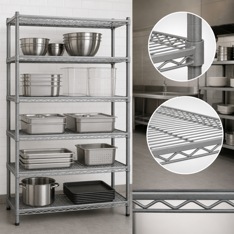 Product image #3 for Eagle Group Valu-Master 5-Tier Wire Shelving Starter Unit, 48W x 24D x 86H, Pewter Gray Epoxy