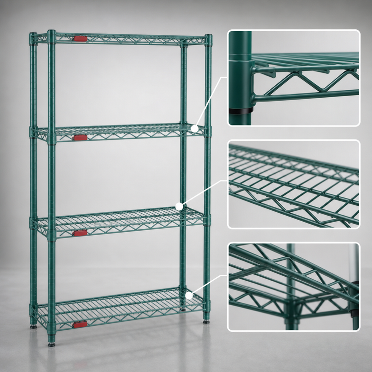 Product image #3 for Eagle Group Valu-Gard 4-Tier Wire Shelving Starter Unit, 30 x 21 x 74 Inches, Green Epoxy Finish