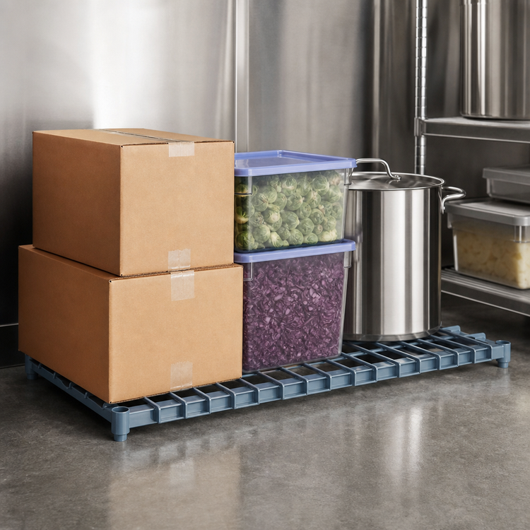Product image #3 for Quantum Gray Epoxy Antimicrobial Dunnage Shelf with Removable Wire Top Mat, 36 x 24 Inch, 1,500 lb Capacity