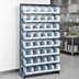 Thumbnail image #3 for Quantum Sloped Single-Sided Steel Pick Rack with 8 Shelves and 40 Clear Bins