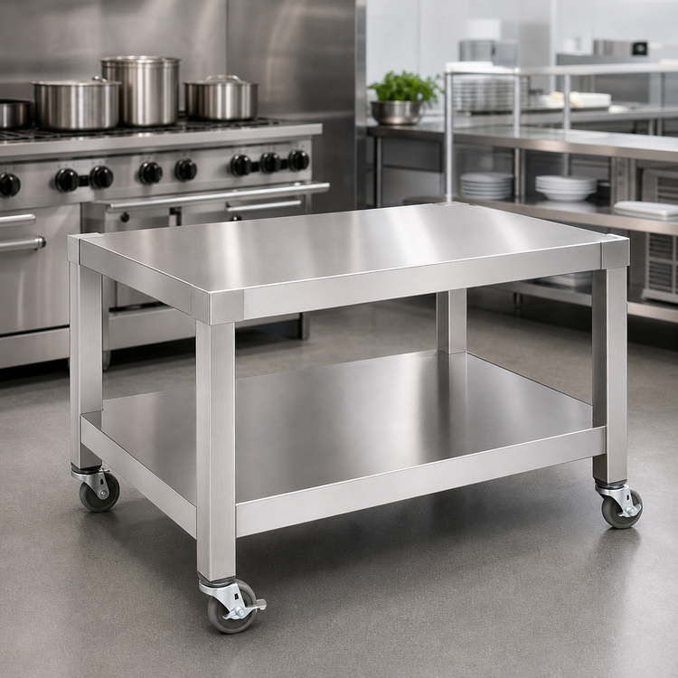 Product image #3 for Garland 72-Inch Stainless Steel Heavy-Duty Counter Equipment Stand with Shelf and Casters