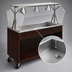 Thumbnail image #3 for Vollrath 2-Series Affordable Portable 46-Inch Mobile 3-Pan Non-Refrigerated Cold Food Station with Lights, Open Storage Base, Cherry Woodgrain