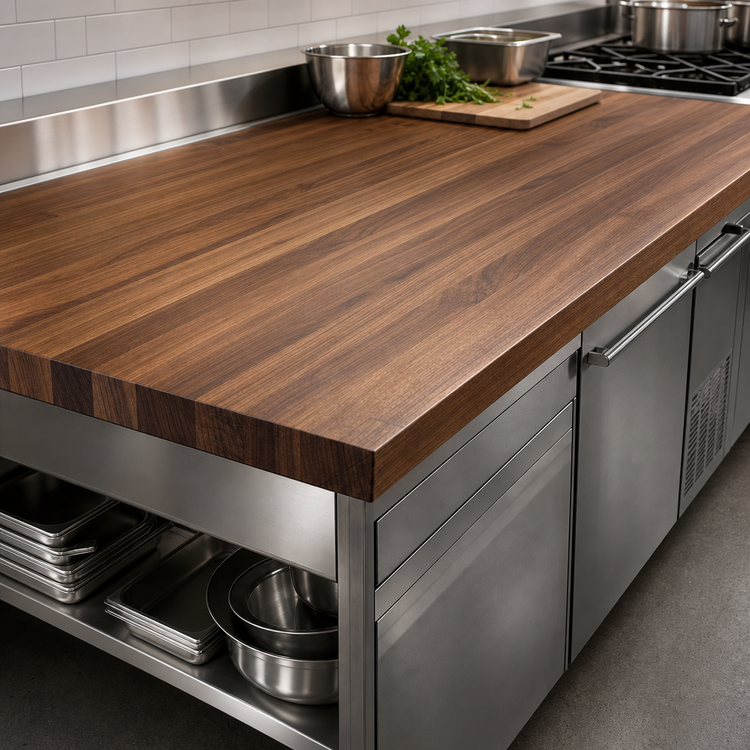 Product image #3 for John Boos Boos Block American Black Walnut Edge Grain Kitchen Countertop, 132 x 32 x 2-1/4 Inches, Varnique Finish