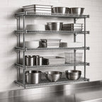 Thumbnail image #3 for Eagle Group QuadTruss S5-5B-SSW1824C 5-Tier Piggyback Wall-Mounted Wire Shelf Kit, 24"W x 18"D, Chrome