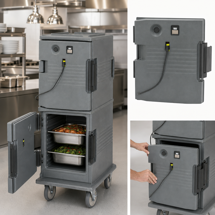 Product image #4 for Cambro Ultra Camcart Heated Replacement Retrofit Bottom Door for UPCH800 Series, 110V, Granite Gray