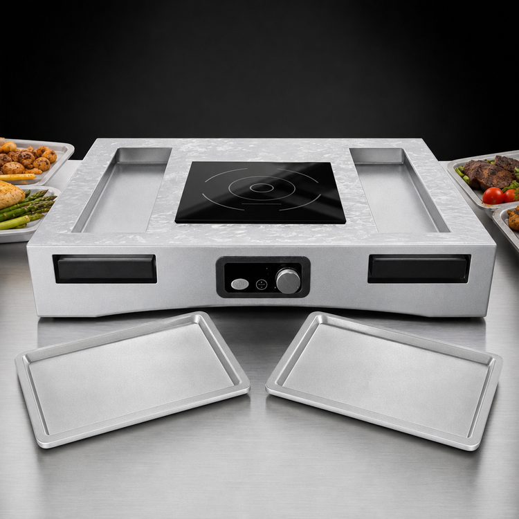 Product image #3 for TableCraft Single Induction Countertop Action Station Kit with Drop-In Cooktop and Cooling Plates