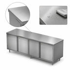 Thumbnail image #3 for BK Resources CST-3696HL 96"W x 36"D Stainless Steel Enclosed Chef Table, 14-Gauge 300 Series Top, Locking Hinged Doors