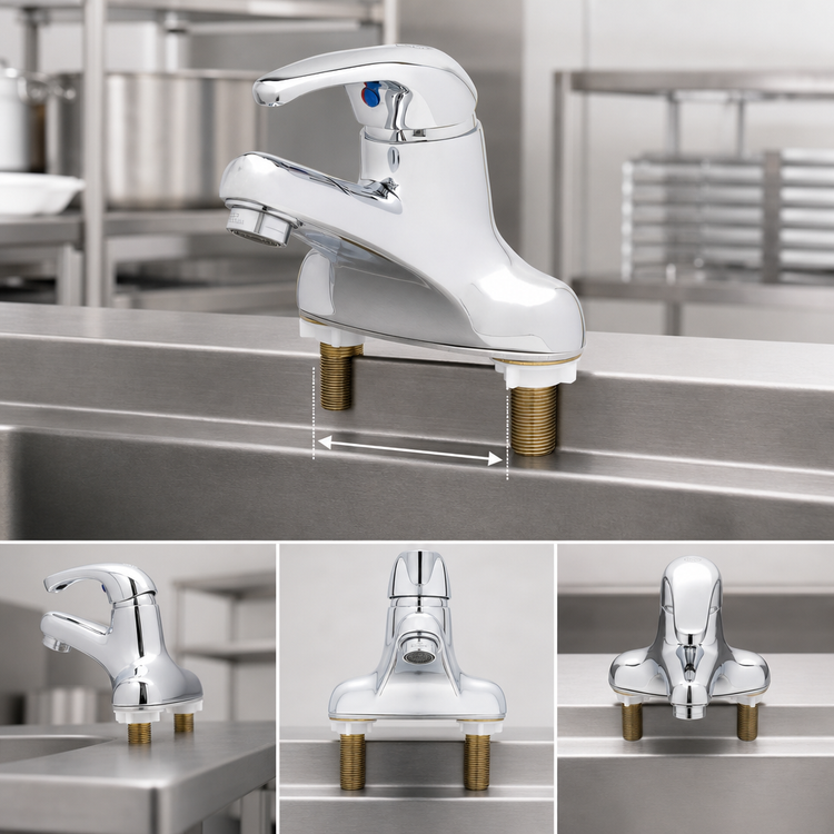 Product image #3 for T&S Brass 4-Inch Deck Mount Single-Lever Faucet with Pop-Up Drain and 2.2 GPM Aerator