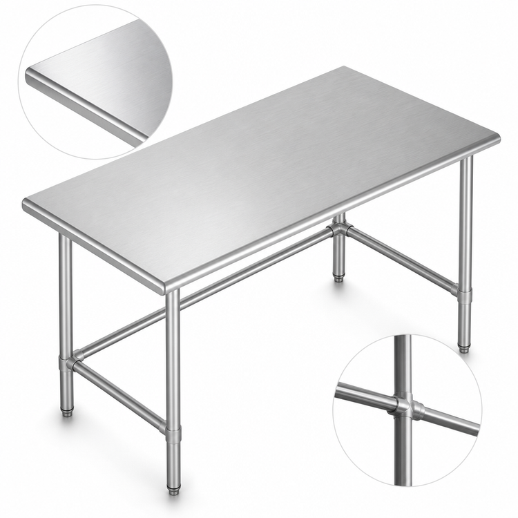 Product image #3 for 72 Inch x 30 Inch Stainless Steel Work Table with Reinforced Top and Adjustable Bracing