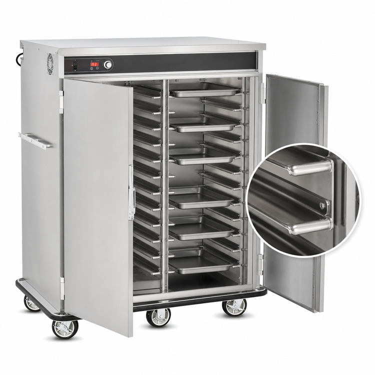 Product image #3 for FWE Mobile Slim-Line Heated Holding Cabinet with 20 Universal Tray Slides