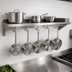 Thumbnail image #3 for John Boos Stallion Wall-Mount Stainless Steel Pot Rack Shelf with 6 Hooks, 72 x 18 Inches
