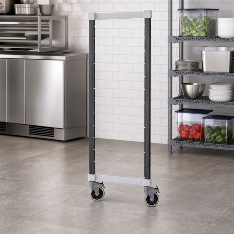 Product image #3 for Cambro Camshelving Elements XTRA Mobile Wire Shelving Post Kit with Casters, 21-1/2" W x 72" H, Speckled Gray