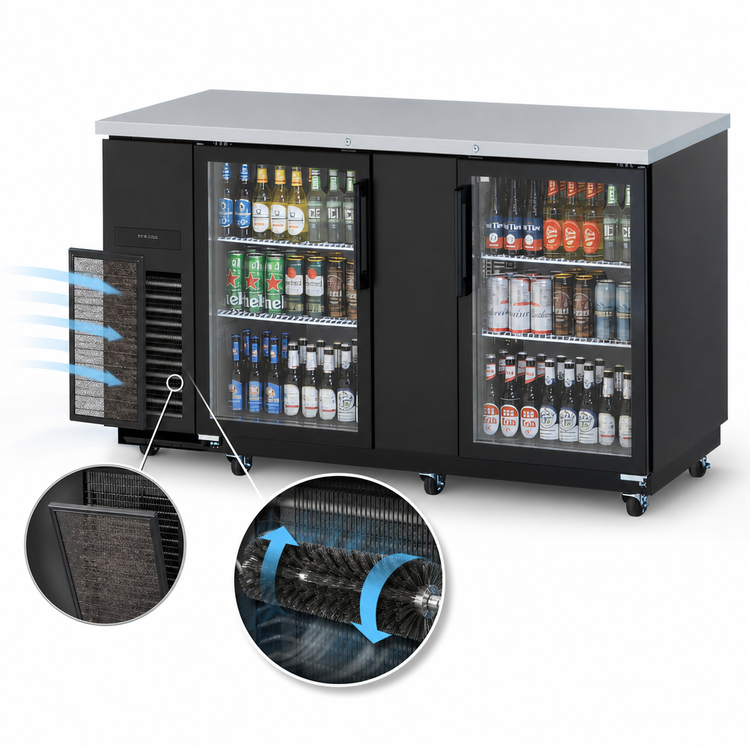 Product image #3 for Turbo Air Super Deluxe Two-Section Glass Door Back Bar Cooler, 23 Cu. Ft., Self-Contained