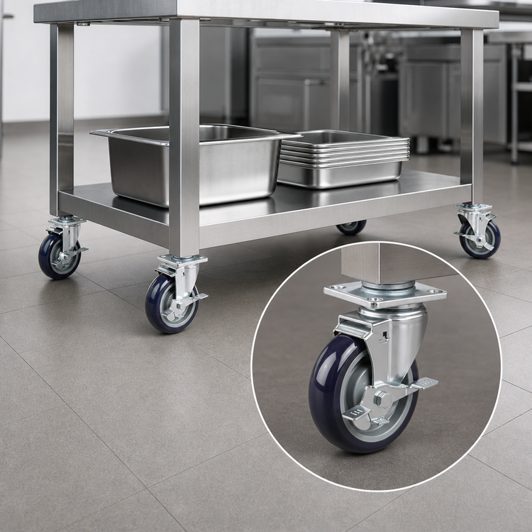 Product image #3 for Krowne 4-Inch Plate-Mount Casters with Brakes, Set of 6