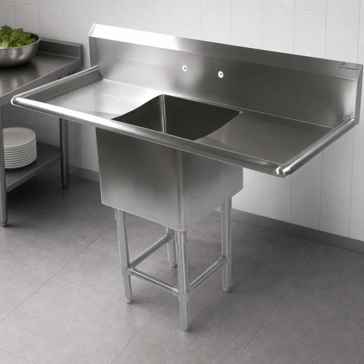 Product image #3 for John Boos Pro-Bowl 1-Compartment Stainless Steel Sink with Left and Right Drainboards and 10-Inch Backsplash, 105-1/4 Inch Wide