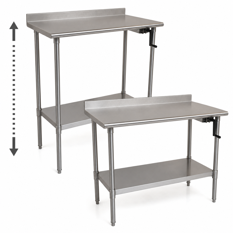Product image #3 for Eagle AdjusTable ADA Ergonomic Height Adjustable Stainless Steel Work Table with 4-Inch Backsplash, 48 x 30 Inches
