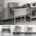 Thumbnail image #3 for BK Resources 16-Inch x 20-Inch x 12-Inch One-Compartment No-Drainboard Stainless Steel Sink with 9-Inch Backsplash and Galvanized Legs