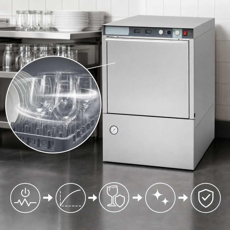 Product image #3 for Champion UH230B Undercounter High-Temperature Dishwasher with Built-In Booster, 20" x 20" Racks