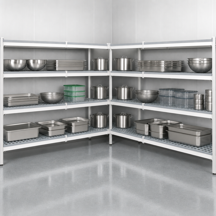 Product image #3 for Fermostock 4-Tier Corner Expansion Shelving Kit, 31W x 18D x 71H, Gray