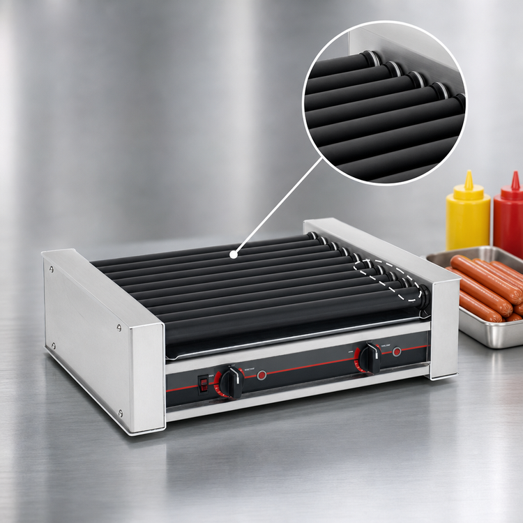 Product image #3 for Roll-A-Grill 18-Hot-Dog Capacity Roller Grill with 10 GripsIt Coated Rollers, 220V