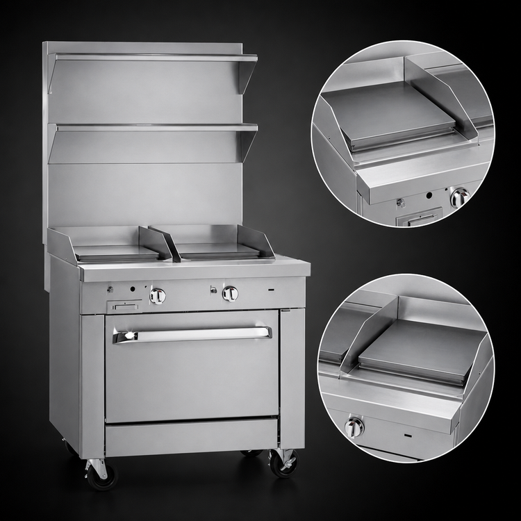 Product image #3 for Southbend Platinum Heavy Duty 36-Inch Gas Range with Two 18-Inch French Hot Tops and Cabinet Base