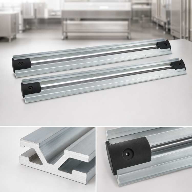Product image #3 for Quantum Single Unit Floor Track Assembly Kit with (2) 12-Foot V-Groove Aluminum Tracks