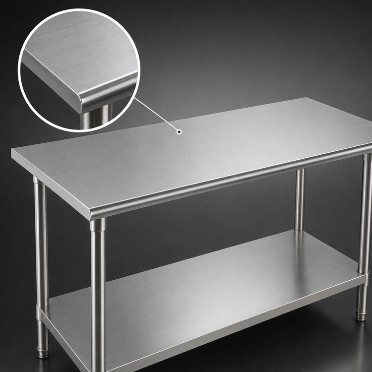 Product image #3 for Advance Tabco 120" W x 36" D 16 Gauge 304 Stainless Steel Work Table with Adjustable Undershelf