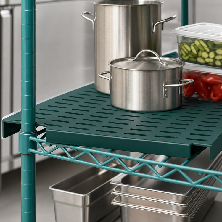 Product image #3 for QuadPLUS Solid Polymer Shelf Mat, 42 Inches W x 18 Inches D, Green, with MICROGARD Antimicrobial Protection
