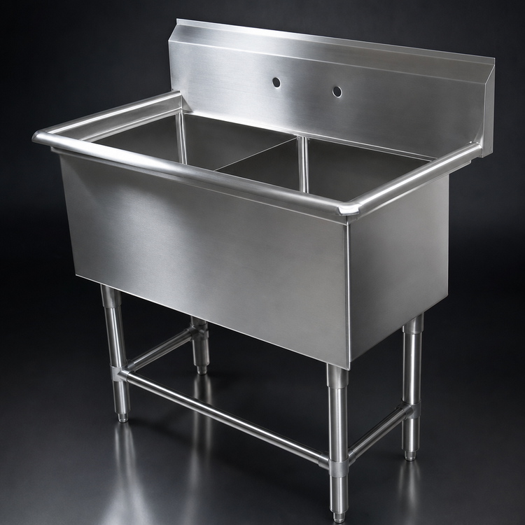 Product image #3 for John Boos Pro-Bowl 2-Compartment Stainless Steel Sink with 14-Inch Deep Bowls and 10-Inch Backsplash