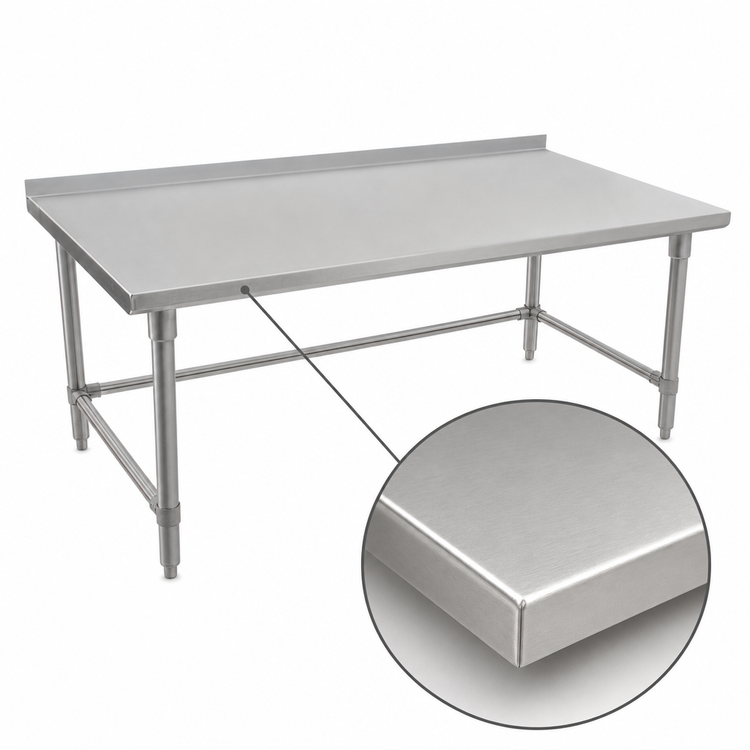 Product image #3 for John Boos Stallion 48-Inch x 30-Inch Stainless Steel Work Table with Safety Edge and Rear Up-Turn