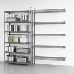 Thumbnail image #3 for Eagle Group Valu-Master A5-74-2148V 5-Tier Add-On Wire Shelving Unit, 48W x 21D x 74H, Pewter Gray Epoxy