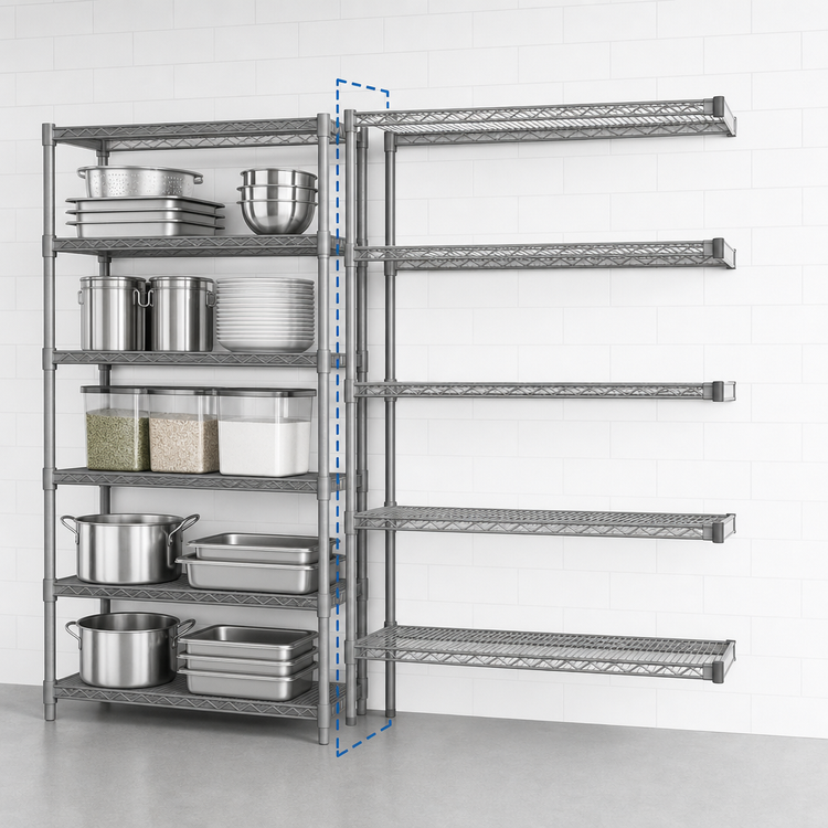 Product image #3 for Eagle Group Valu-Master 5-Tier Add-On Wire Shelving Unit, 48W x 21D x 74H, Pewter Gray Epoxy