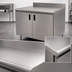 Thumbnail image #3 for Advance Tabco 96-Inch x 36-Inch Enclosed Work Table with Cabinet Base, 14-Gauge 304 Stainless Steel Top, and 5-Inch Backsplash