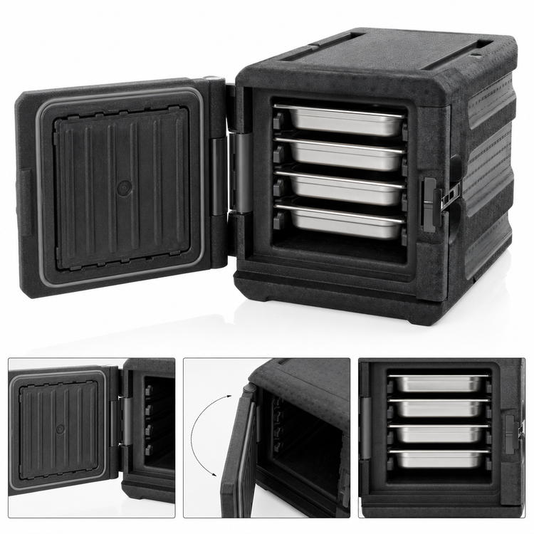Product image #3 for Metro Mightylite ML300-BL 4-Pan Front-Load Insulated Food Pan Carrier, Black