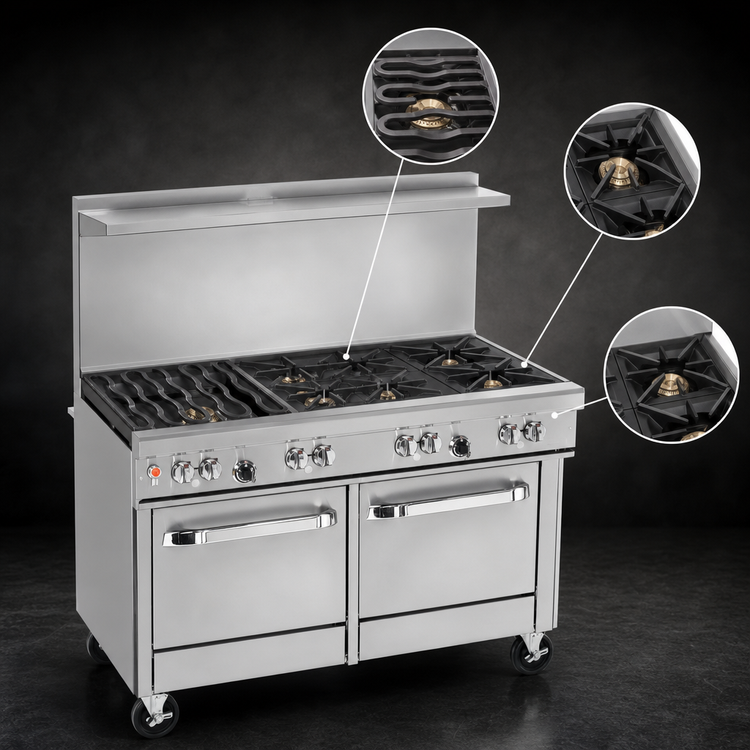 Product image #3 for Ultimate 48-Inch Gas Restaurant Range with 7 Open Burners, Convection Oven and Cabinet Base