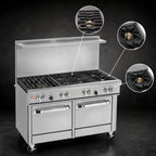 Thumbnail image #3 for Southbend (Middleby) Ultimate 4482AC-5R 48-Inch Natural Gas Range with 7 Open Burners, Convection Oven, Cabinet Base and Backriser Shelf